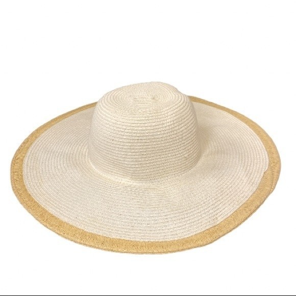 Target Floppy Straw Sun Hat cream tan boarder Summer Beachy Vacation Size OS - Picture 6 of 11